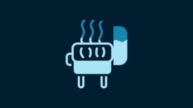 White Barbecue grill icon isolated on blue background. BBQ grill party. 4K Video motion graphic animation.