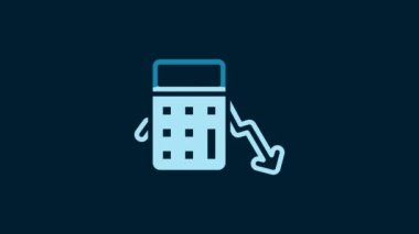 White Calculation of expenses icon isolated on blue background. 4K Video motion graphic animation.