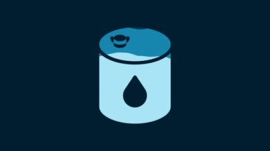 White Barrel oil icon isolated on blue background. 4K Video motion graphic animation.