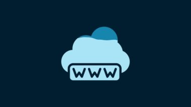 White Software, web development, programming concept icon isolated on blue background. Programming language and program code on screen laptop. 4K Video motion graphic animation.