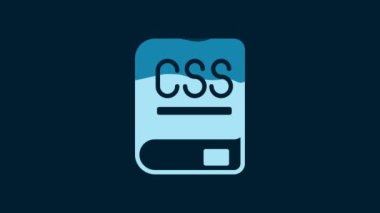 White Books about programming icon isolated on blue background. Programming language concept. PHP, CSS, XML, HTML, Javascript learning. 4K Video motion graphic animation.