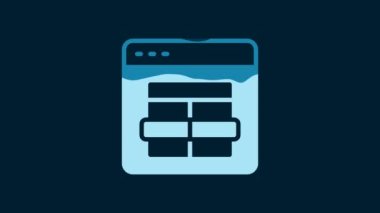 White MySQL code icon isolated on blue background. HTML Code symbol for your web site design. 4K Video motion graphic animation.