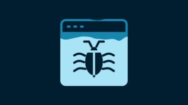 White System bug concept icon isolated on blue background. Code bug concept. Bug in the system. Bug searching. 4K Video motion graphic animation.