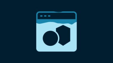 White Software, web developer programming code icon isolated on blue background. Javascript computer script random parts of program code. 4K Video motion graphic animation.