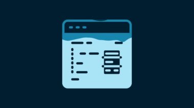White Software, web developer programming code icon isolated on blue background. Javascript computer script random parts of program code. 4K Video motion graphic animation.