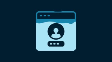 White Create account screen icon isolated on blue background. 4K Video motion graphic animation.