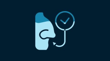 White Healthy breathing icon isolated on blue background. Breathing nose. 4K Video motion graphic animation.