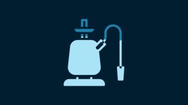 White Hookah icon isolated on blue background. 4K Video motion graphic animation.