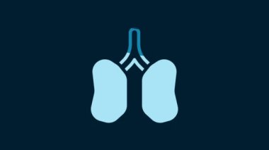 White Lungs icon isolated on blue background. 4K Video motion graphic animation.