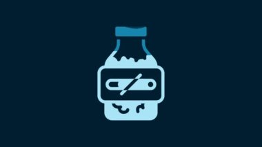 White Nicotine gum in blister pack icon isolated on blue background. Helps calm cravings and reduces anxiety caused by quitting smoking. 4K Video motion graphic animation.