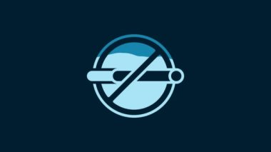 White No smoking icon isolated on blue background. Cigarette smoking prohibited sign. 4K Video motion graphic animation.