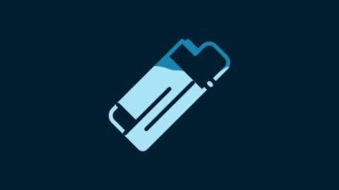 White Lighter icon isolated on blue background. 4K Video motion graphic animation.