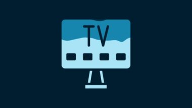 White Smart Tv icon isolated on blue background. Television sign. 4K Video motion graphic animation.