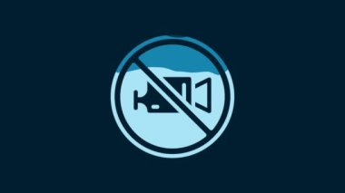 White Prohibition sign no video recording icon isolated on blue background. 4K Video motion graphic animation.
