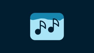 White Music note, tone icon isolated on blue background. 4K Video motion graphic animation.