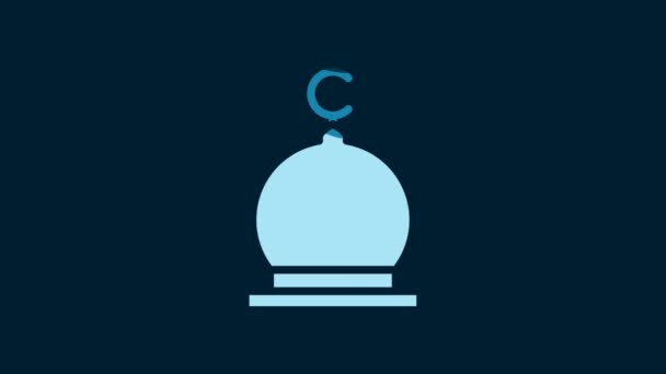 White Muslim Mosque Icon Isolated Blue Background Video Motion Graphic — Wideo stockowe