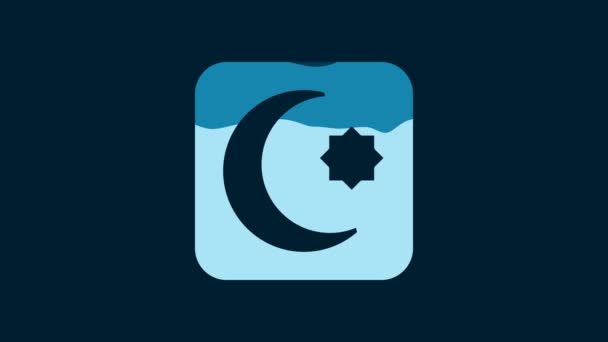 White Star Och Halvmåne Symbol För Islam Ikon Isolerad Blå — Stockvideo