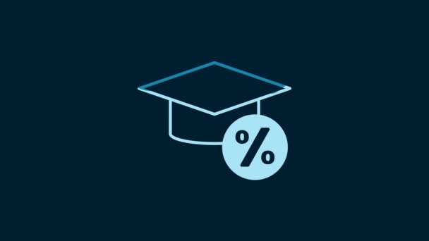 White Graduation Cap Coin Icon Isolated Blue Background Education Money — Vídeo de stock