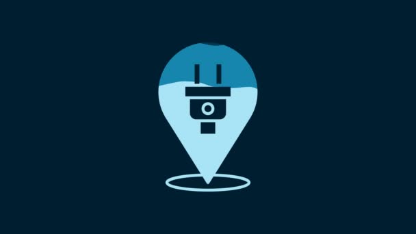 White Electric Plug Icon Isolated Blue Background Concept Connection Disconnection — 비디오