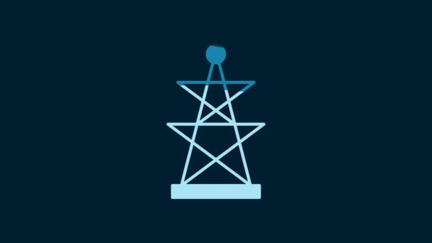 White Electric Tower Used Support Overhead Power Line Icon Isolated — Stock video