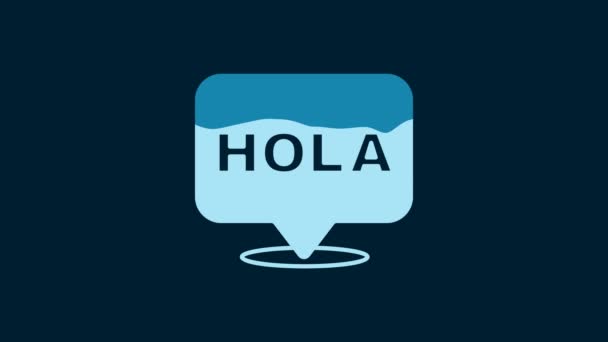 White Hola Icon Isolated Blue Background Video Motion Graphic Animation — Stockvideo