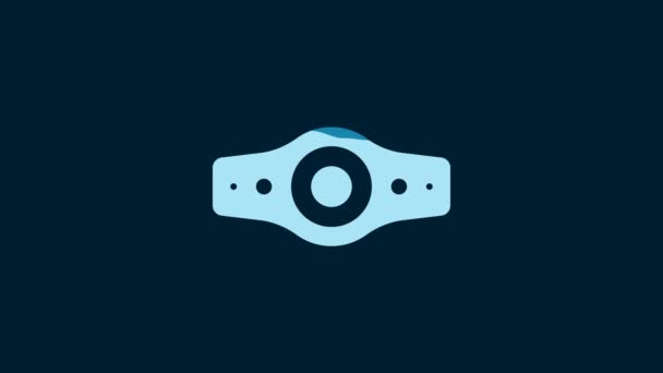 White Wrestling Championship Belt Icon Isolated Blue Background Video Motion — Video
