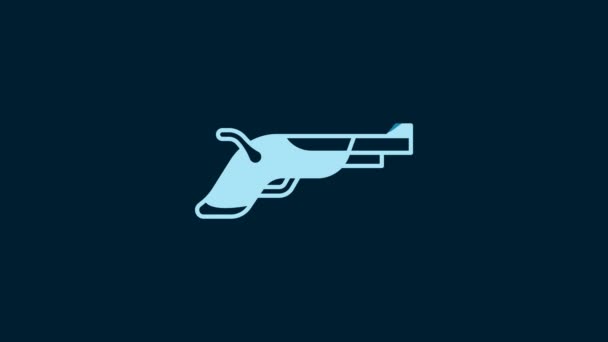 White Vintage Pistols Icon Isolated Blue Background Ancient Weapon Video — Vídeo de stock