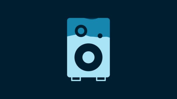 Λευκό Εικονίδιο Ηχείου Stereo Απομονωμένο Μπλε Φόντο Ηχεία Ηχοσυστήματος Εικονίδιο — Αρχείο Βίντεο