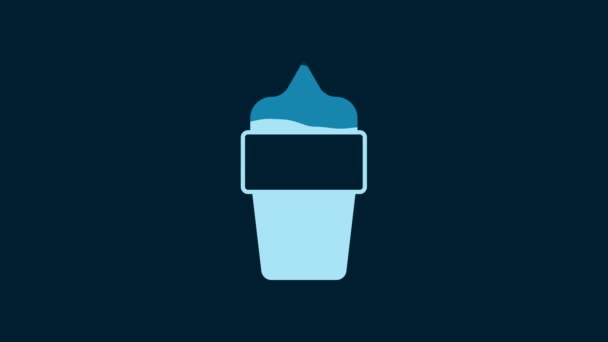White Ice Cream Waffle Cone Icon Isolated Blue Background Sweet — Stockvideo