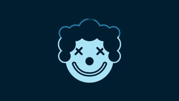 White Clown Head Icon Isolated Blue Background Video Motion Graphic — Vídeo de stock