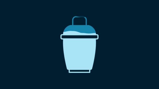 White Cocktail Shaker Icon Isolated Blue Background Video Motion Graphic — Vídeo de Stock