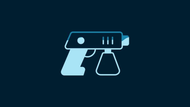 White Paint Spray Gun Icon Isolated Blue Background Video Motion — Vídeo de Stock