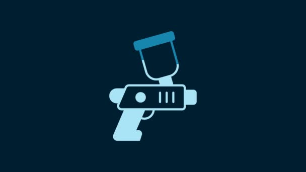 Vit Färg Spruta Pistol Ikon Isolerad Blå Bakgrund Video Motion — Stockvideo