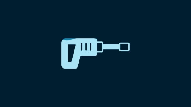 White Electric Rotary Hammer Drill Machine Icon Isolated Blue Background — Stock videók