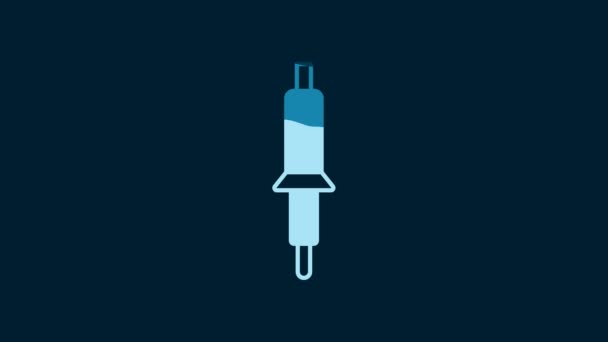 White Soldering Iron Icon Isolated Blue Background Video Motion Graphic — Stockvideo