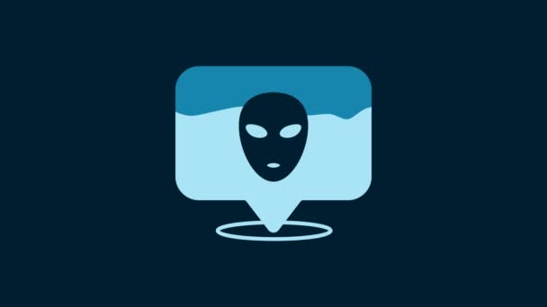White Alien Icon Isolated Blue Background Extraterrestrial Alien Face Head — Stock Video