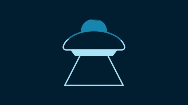 White Ufo Flying Spaceship Icon Isolated Blue Background Flying Saucer — Stockvideo