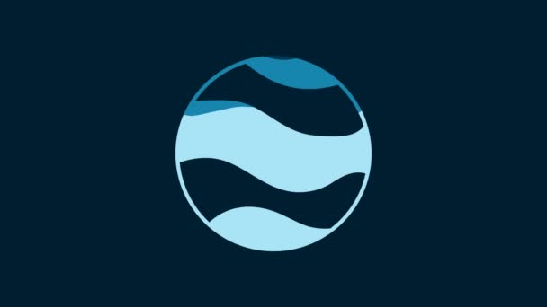 Ікона Білої Планети Ізольована Синьому Тлі Відеографічна Анімація — стокове відео
