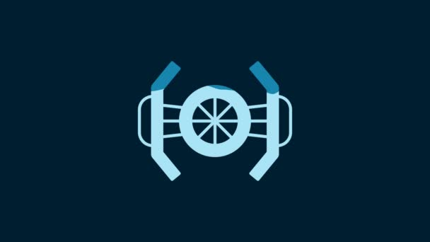 Иконка Белого Космического Корабля Изолирована Синем Фоне Видеографическая Анимация — стоковое видео