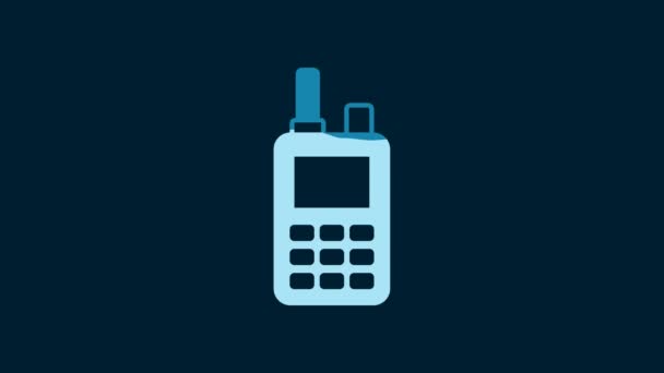 White Walkie Talkie Icon Isolated Blue Background Portable Radio Transmitter — Stock video