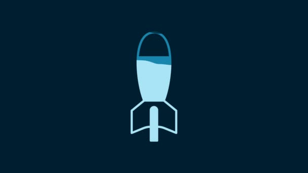White Rocket Launcher Missile Icon Isolated Blue Background Video Motion — Wideo stockowe