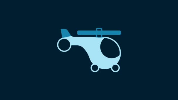 White Helicopter Aircraft Vehicle Icon Isolated Blue Background Video Motion — Stockvideo