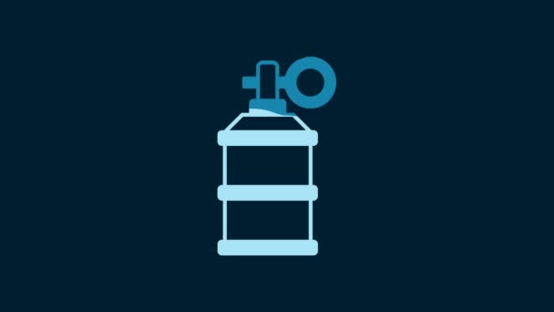 White Hand Smoke Grenade Icon Isolated Blue Background Bomb Explosion — Vídeos de Stock
