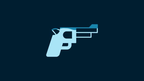 White Pistol Gun Icon Isolated Blue Background Police Military Handgun — Stok video