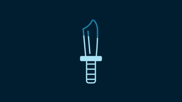 白色军刀图标隔离在蓝色背景 4K视频运动图形动画 — 图库视频影像