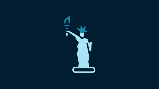 White Statue Liberty Icon Isolated Blue Background New York Usa — Wideo stockowe