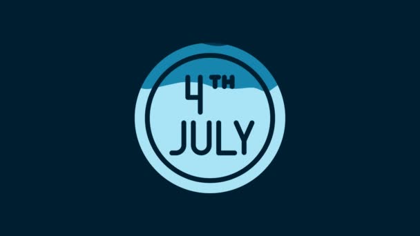 白色日历 日期7月4日图标孤立蓝色背景 美国独立日 7月4日4K视频运动图形动画 — 图库视频影像