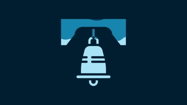 White Liberty Bell Philadelphia Icon Isolated Blue Background Video Motion — Video