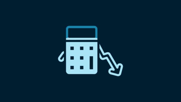 White Calculation Expenses Icon Isolated Blue Background Video Motion Graphic — Wideo stockowe