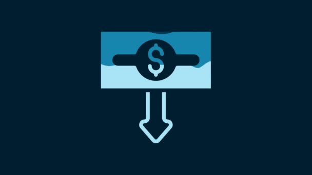 White Dollar Rate Decrease Icon Isolated Blue Background Cost Reduction — Stockvideo